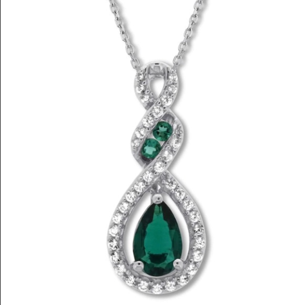Gorgeous emerald/white sapphire SS necklace